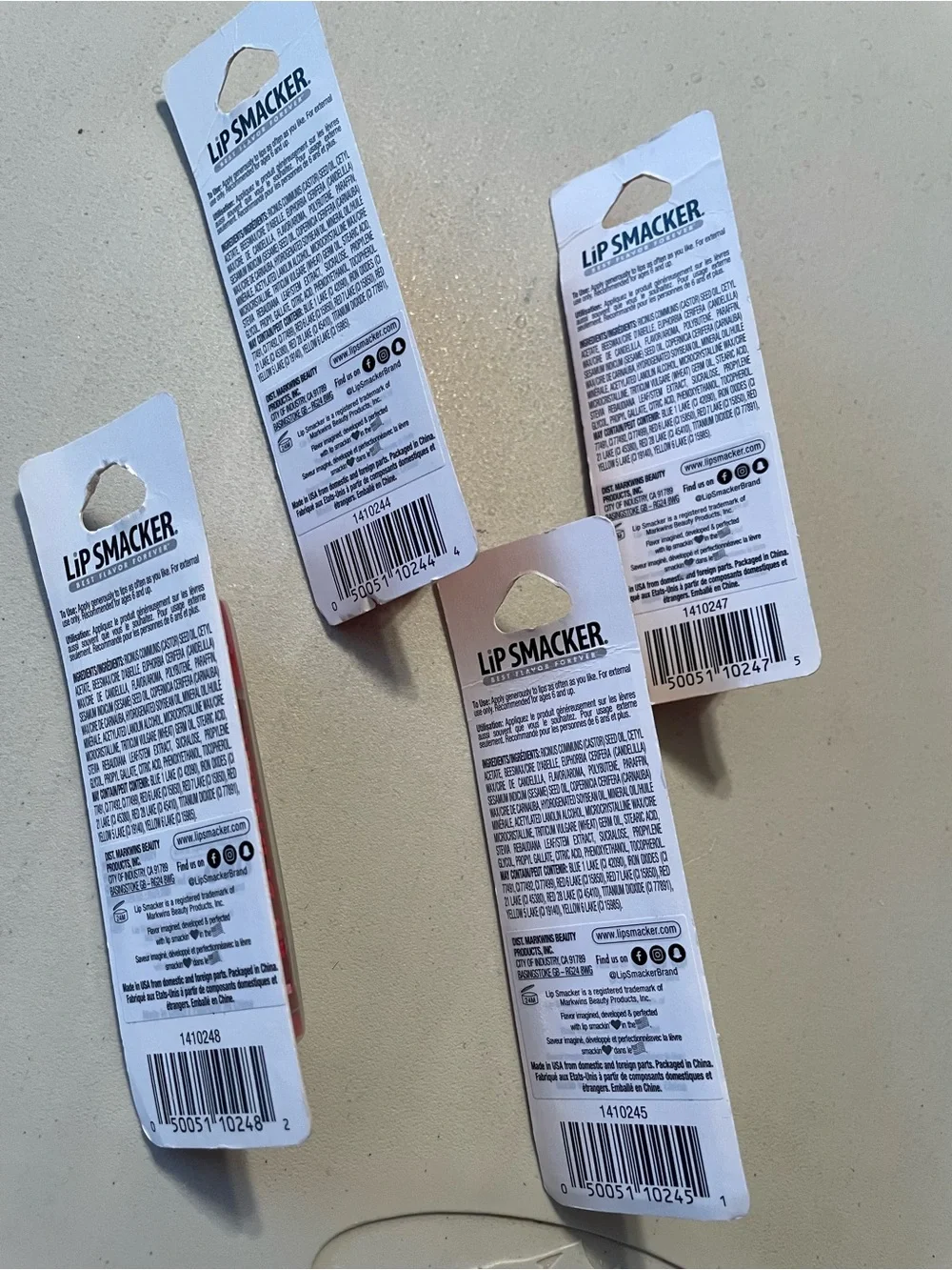 Lipsmackers Lip Balm  Pineapple Strawberry Lemonade Cherry 4x Bundle New